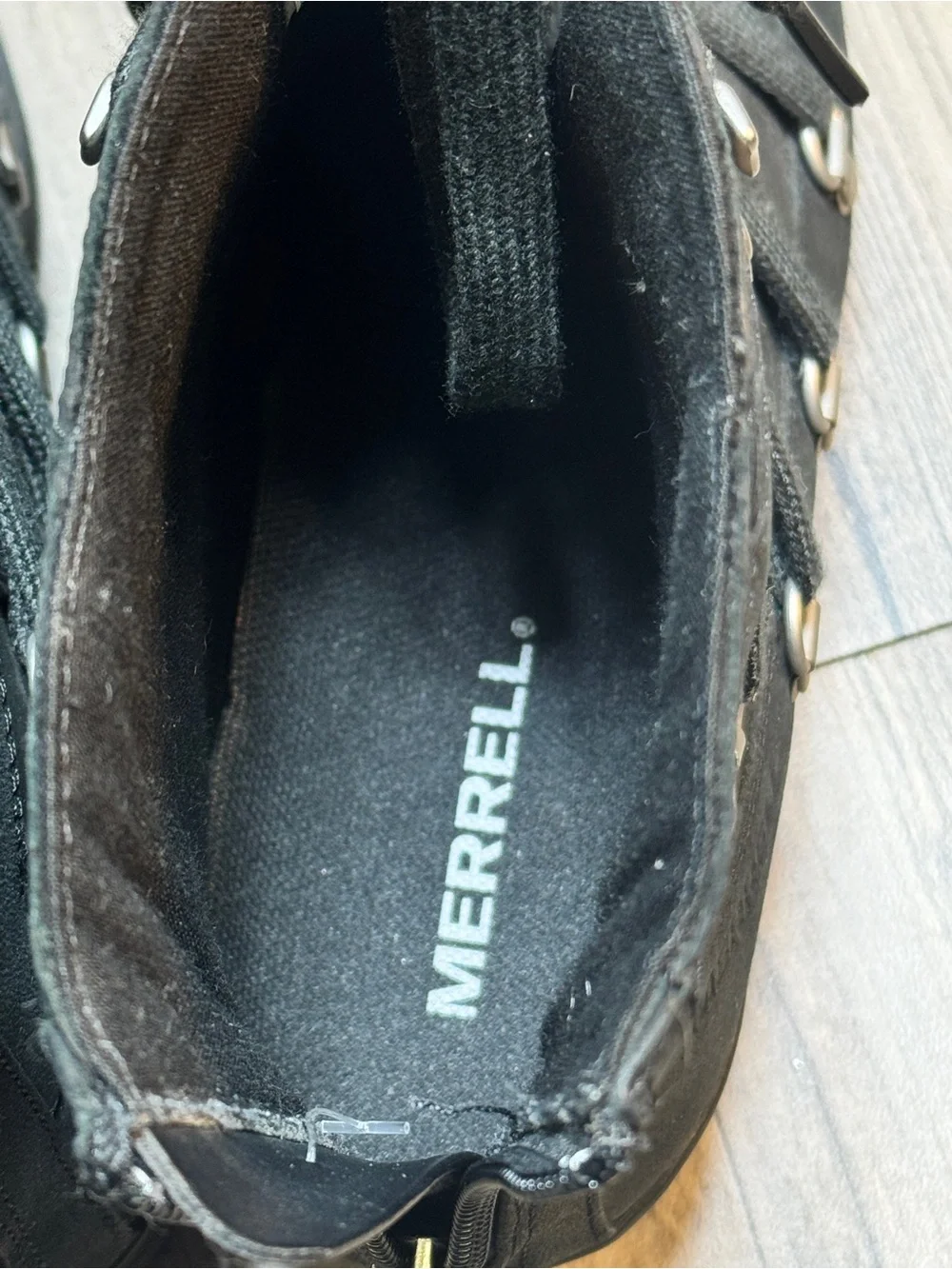 Merrell Shiloh II Womens Size 7 Black Leather Ankle Lace Up Zip Boots Shoes